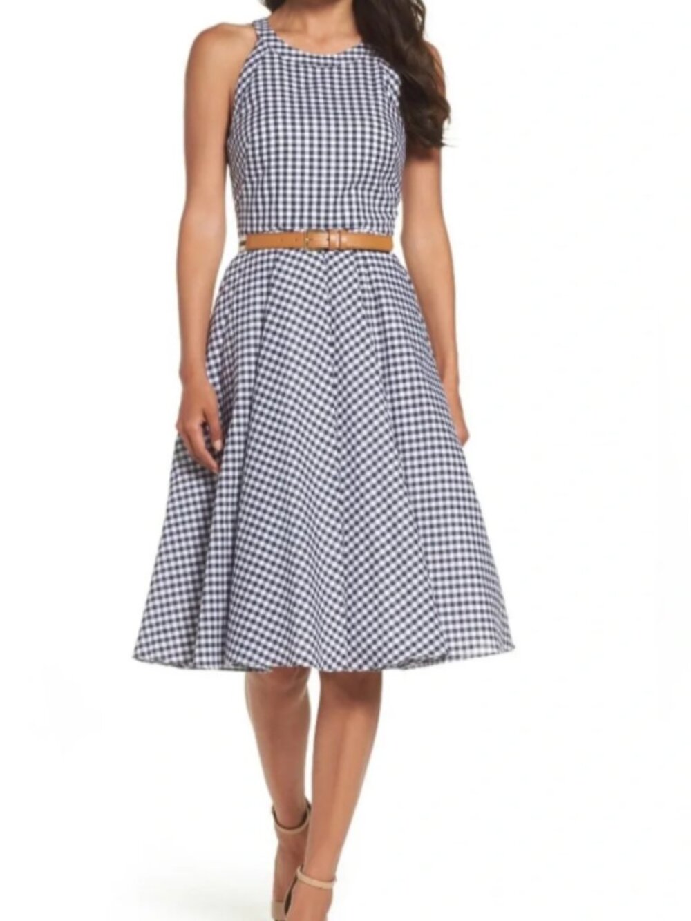 ELIZA J Gingham Fit and Flare Dress